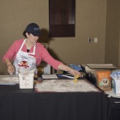 Tiffany Aaron baking her 2017 NFOB finalist bread, Tumeric-Rosemary & Sweet Potato Rosettes