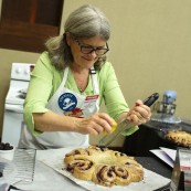 Merry Graham working in her kitchen.